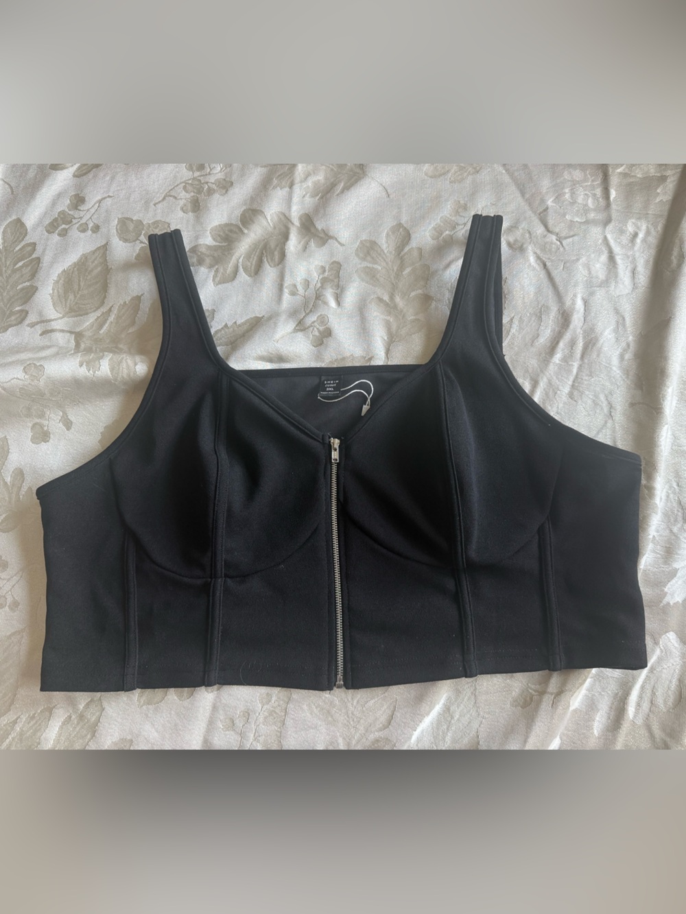 SHEIN Curve Black Zip-Front Corset Crop Top / Bustier (3XL)